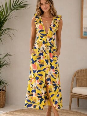 NWOT Maaji small Yellow Maxi Hamilton Dress
